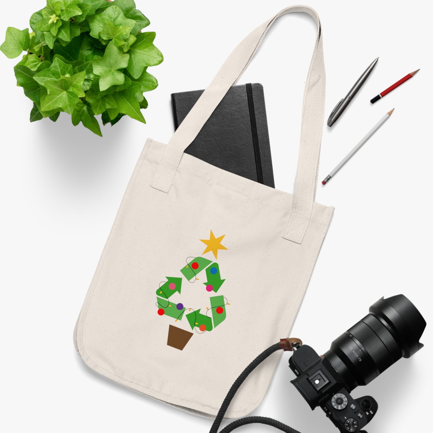 Organic Canvas recycle tree Tote Bag