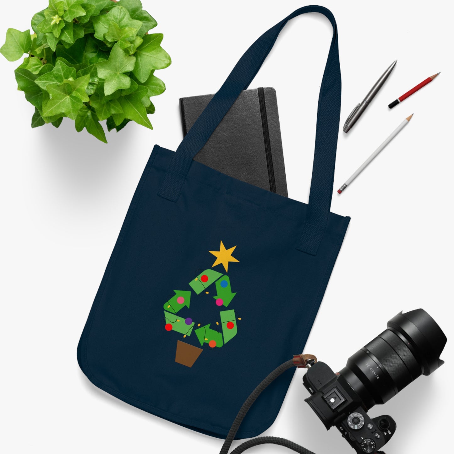 Organic Canvas recycle tree Tote Bag